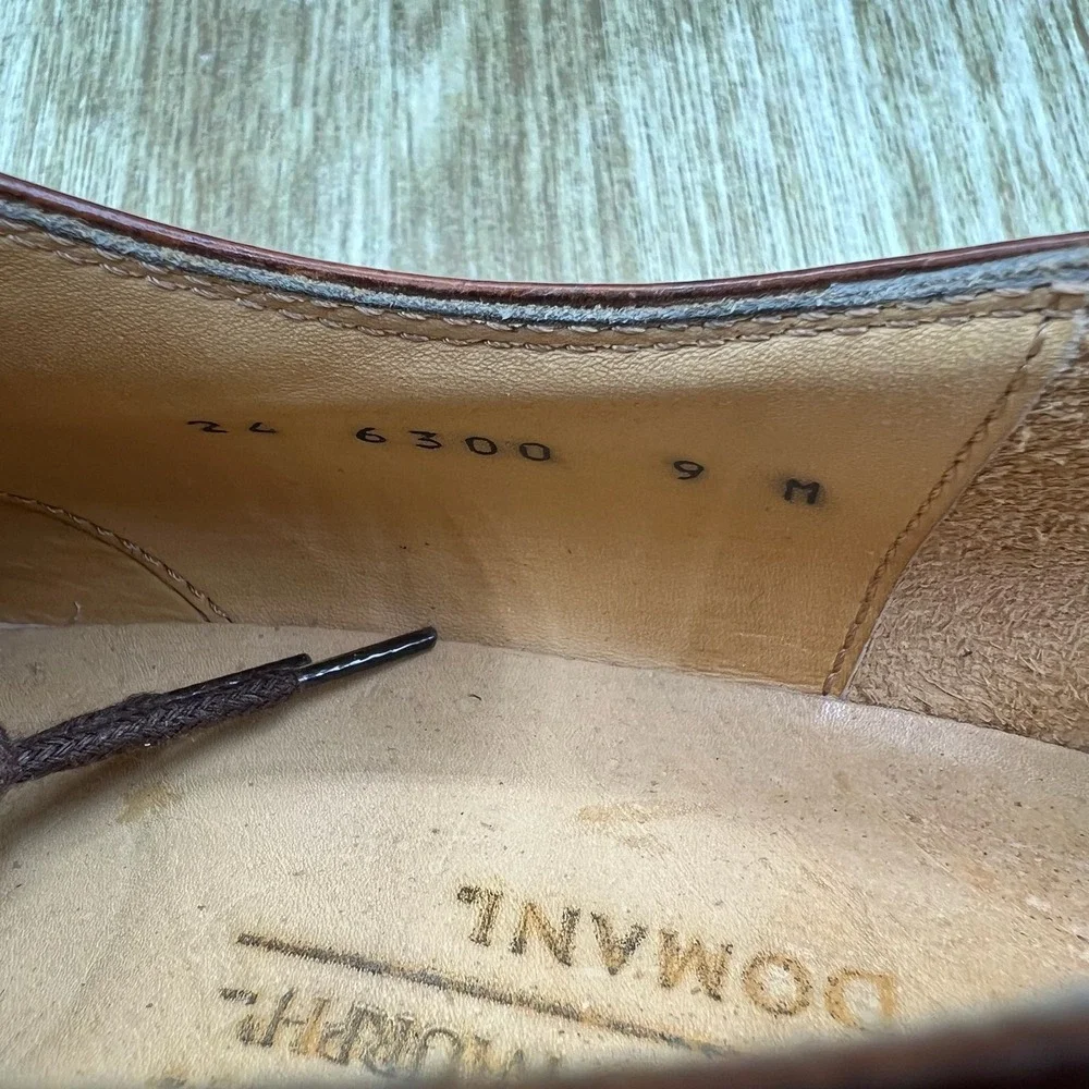 Johnston & Murphy Domani Oxford Men's 9 M Brown Woven Leather Made in Italy 6300